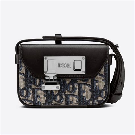 Nano Pouch Beige and Black Dior Oblique Jacquard and Black 